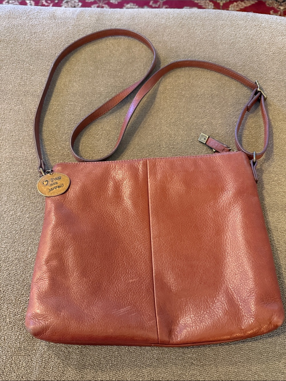 Margot Brown Soft Leather Crossbody Bag Purse “You are Loved” (TD)